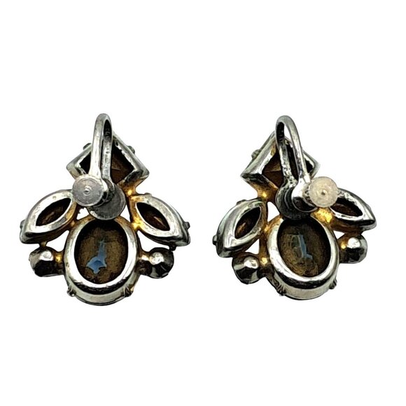 Vintage Rhinestone Earrings Multicolored Pink Blue Green Yellow Screw Back Costu - Picture 7 of 10